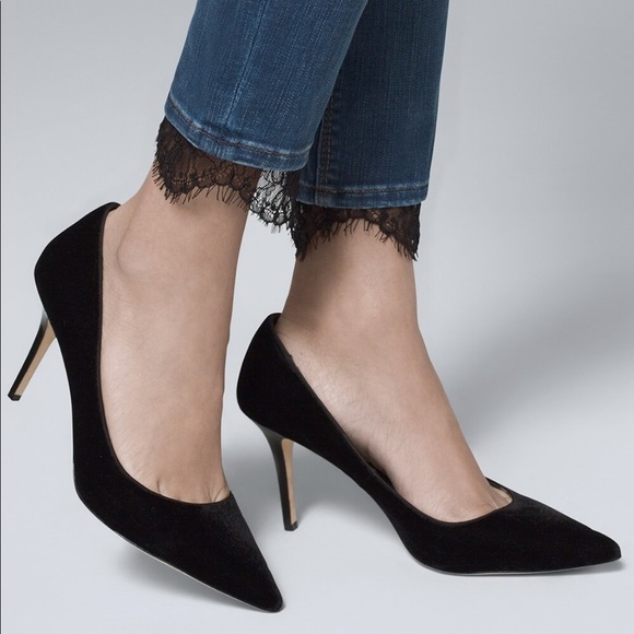 Classic-Rise Lace-Hem Skinny Ankle Jeans - Picture 3 of 10